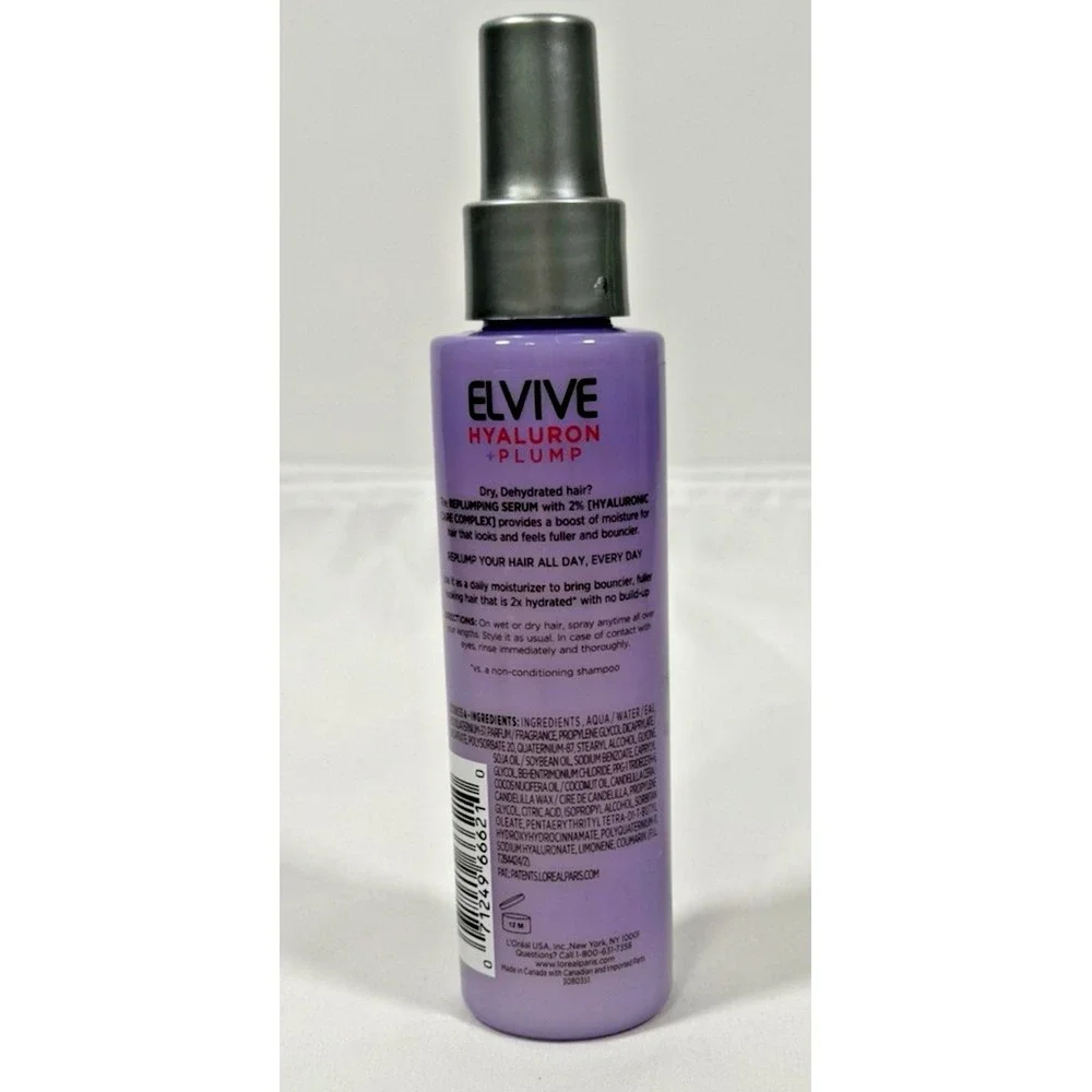 L'Oreal Elvive Hyaluron Plump Replumping Serum 4.4oz Purple Leave-In Spray